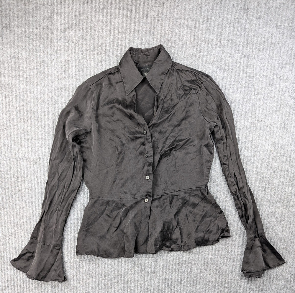 Vintage The Limited Silk Blouse Womens Small Corporate Goth Bell Sleeve Whimsi